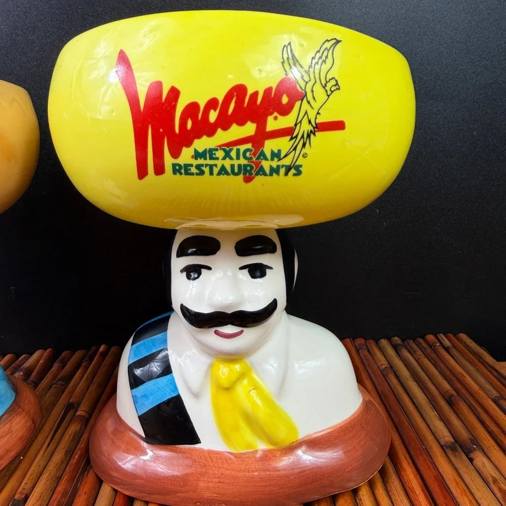 Macayo's Mexican Restaurants Margarita Mug Set, Ceramic Salsa, Chips, guacamole